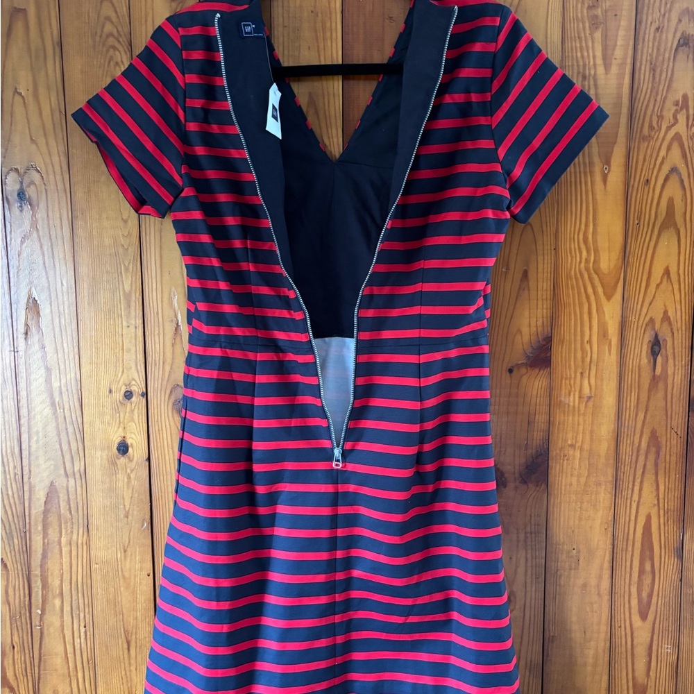 GAP Womens Red and Navy Striped Fit-and-Flare Dress NWT - Picture 7 of 8